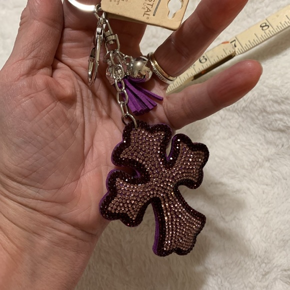 Rhinestone crystal cross keychain NEW purple - Picture 13 of 15